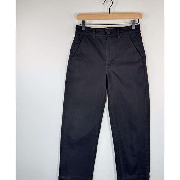 Everlane Womens Pants Black Chino Mid Rise Cropped Straight Short Stretch Size 2 - Picture 5 of 11